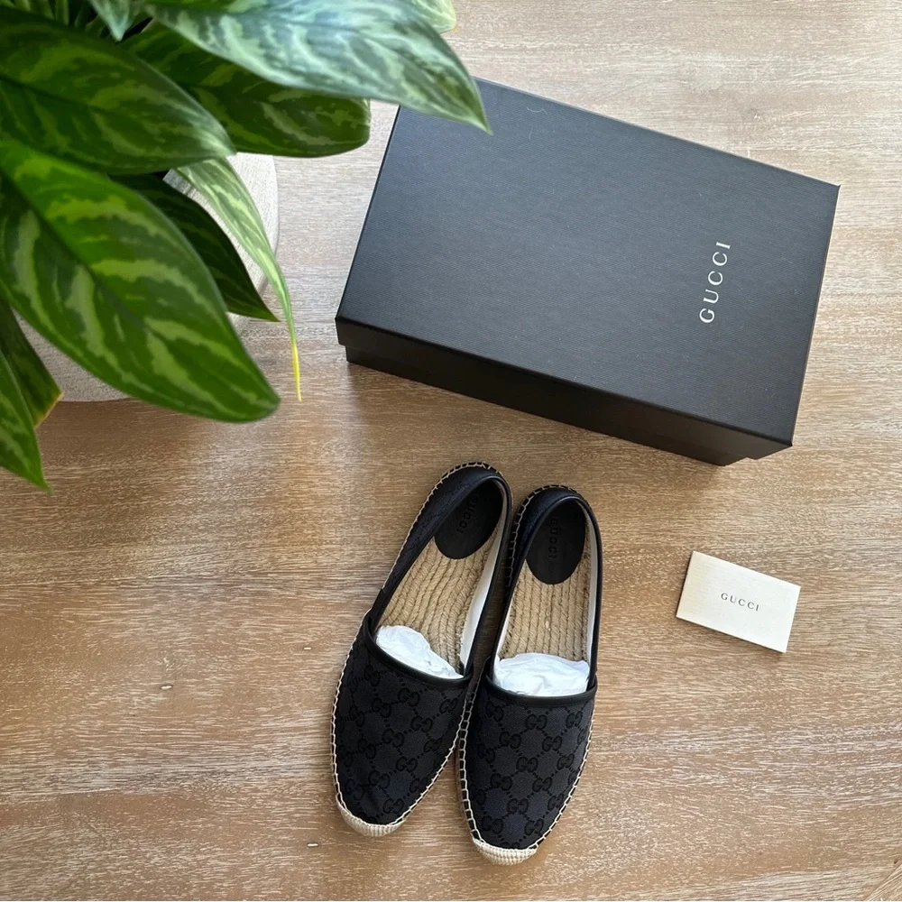Gucci GG Canvas Espadrille Black Size 39.5